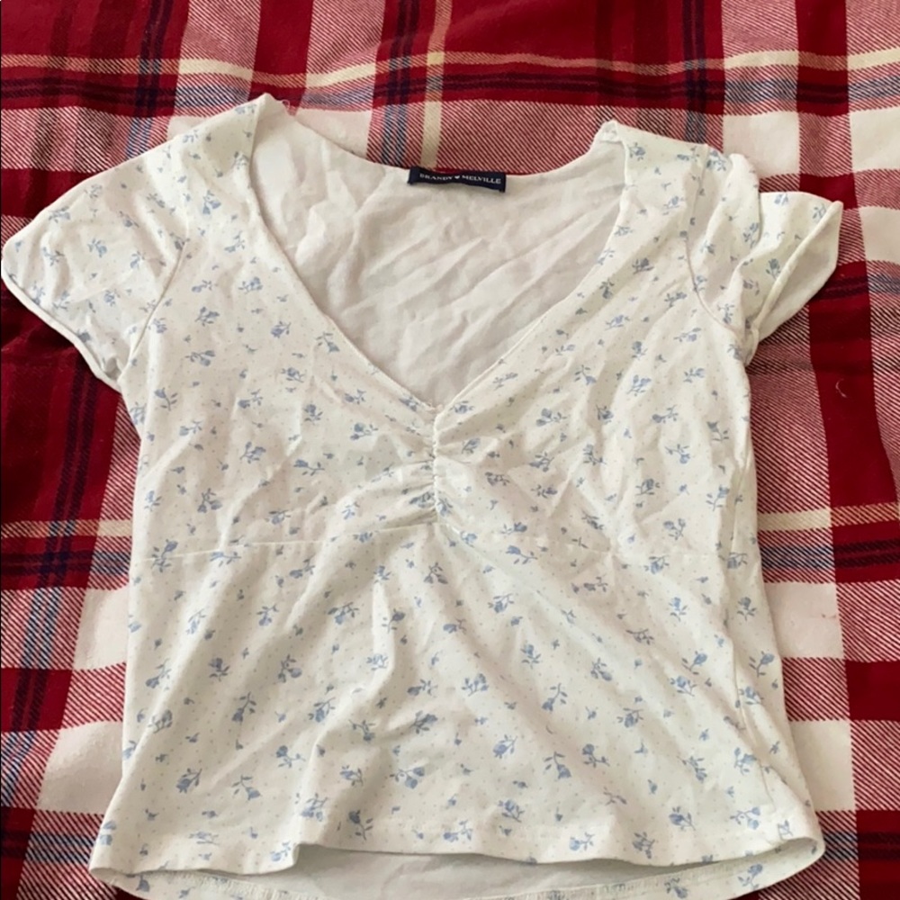 Brandy Melville white ditsy blue flower